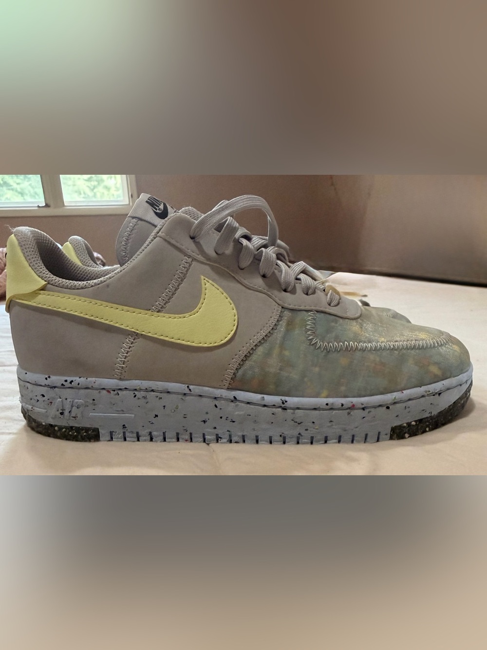 Nike Air Force One Pure Platinum Barely Volt Gray & Pale Yellow Low-Top Sneakers